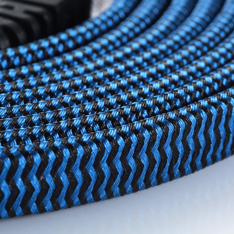 DanYee Cat 8 Ethernet Cable, 15FT Nylon Braided Flat Network Cable High Speed Cat8 Patch LAN Cable (Blue 15FT) - Image 5